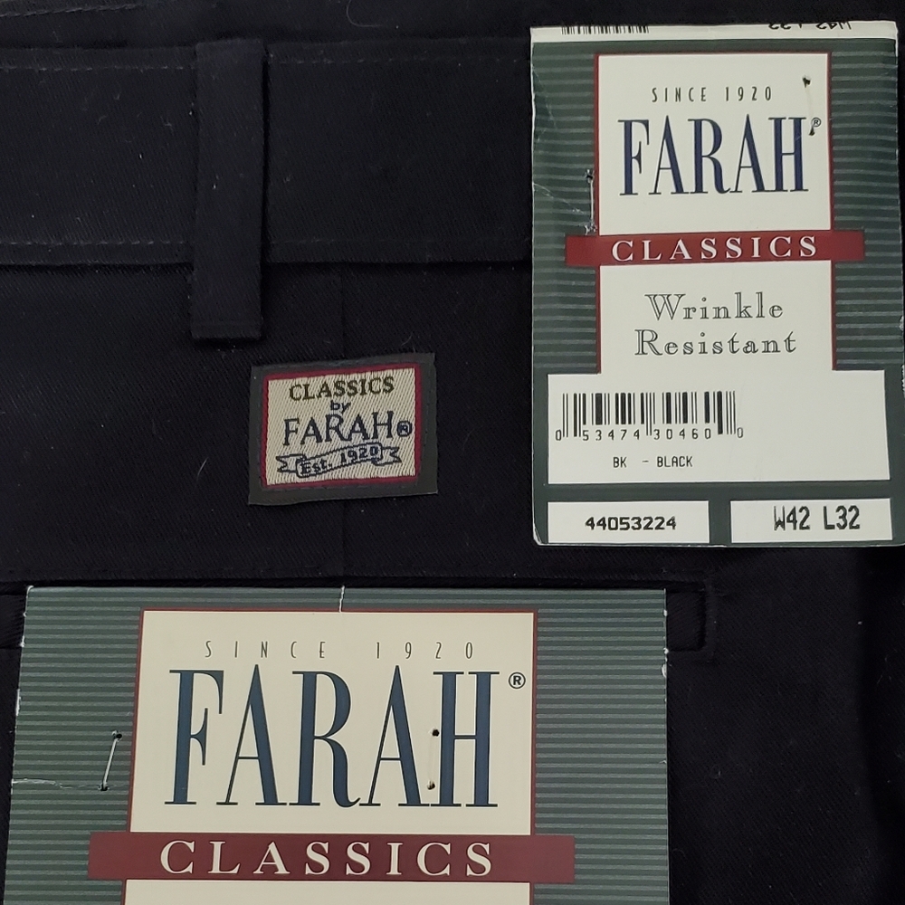 NWT Mens Farah Black Dress Pants 42x32